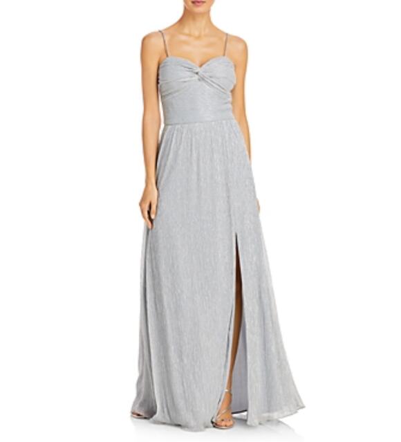 Aqua Dresses & Skirts - AQUA Silver Evening Gown Metallic Sleeveless A-Line Long Formal Dress Size 6